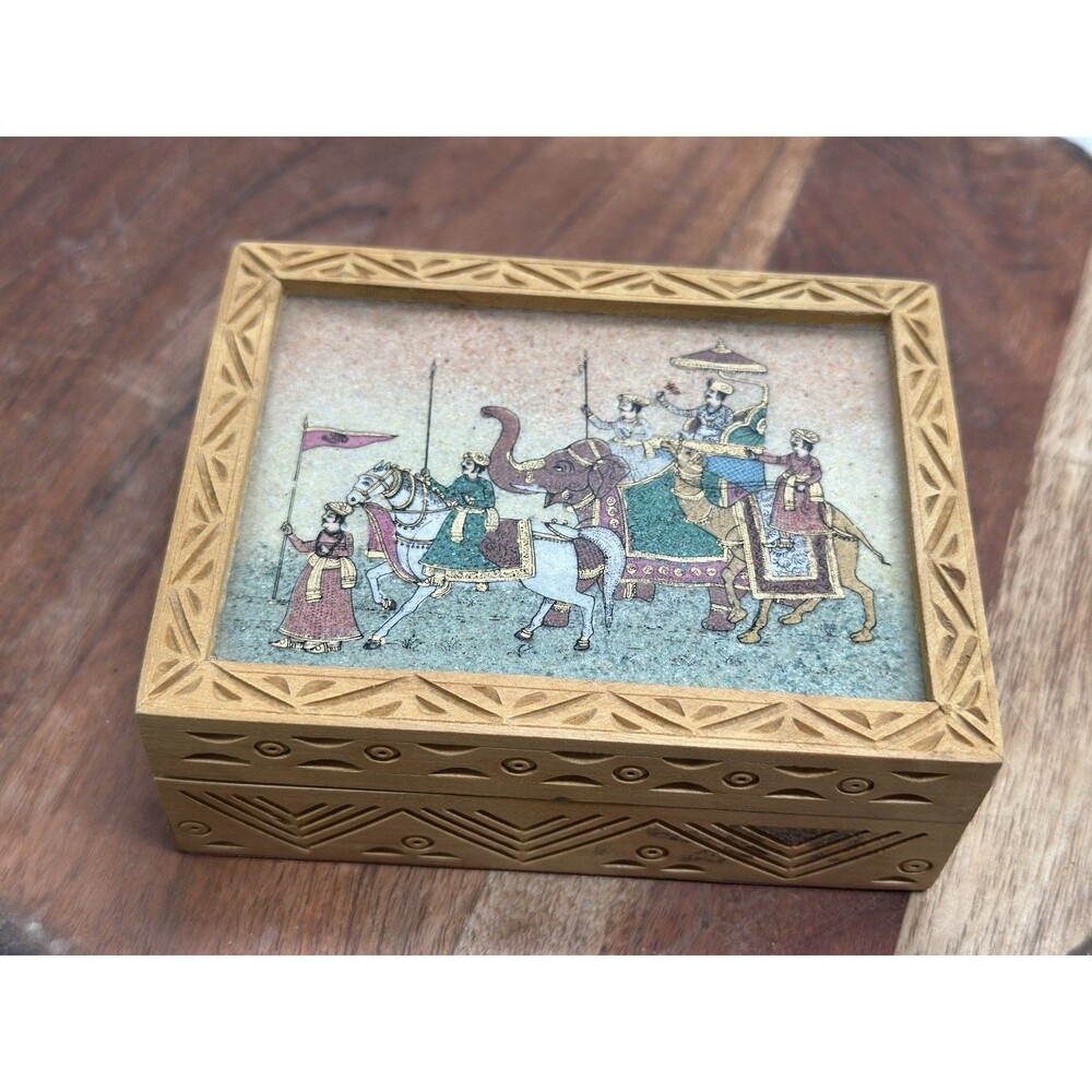 Rajasthani Gemstone Painting Royal Trinket Jewelry Dresser Vanity Lined Box